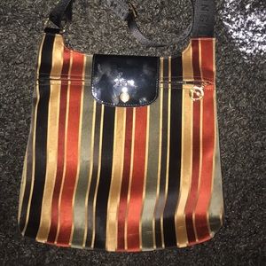 Longchamp striped velvet bag